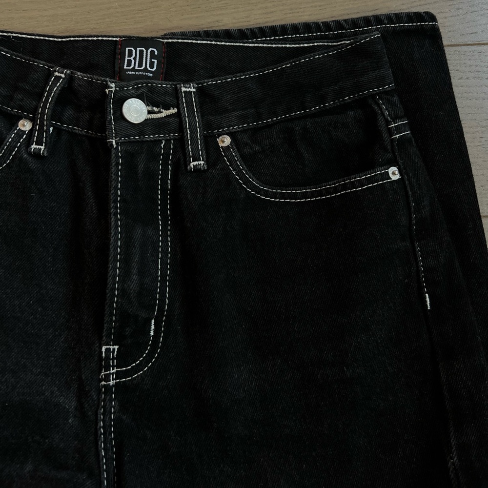 BDG black jeans with white stitching